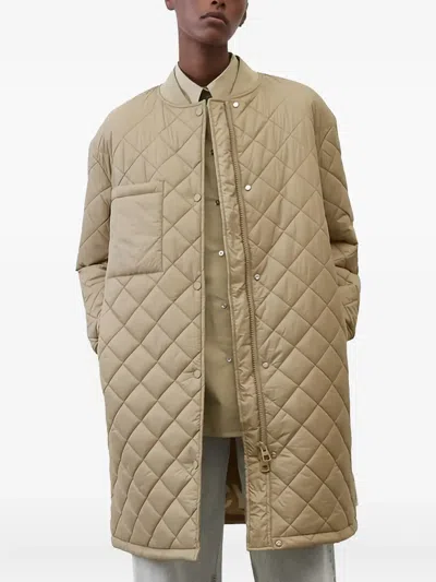 Marc O'polo Quilted Button-up Coat In Brown