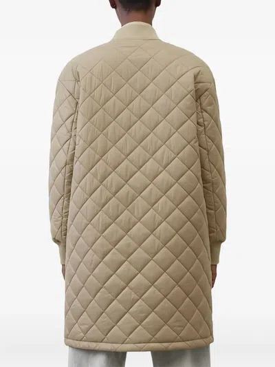 Marc O'polo Quilted Button-up Coat In Brown
