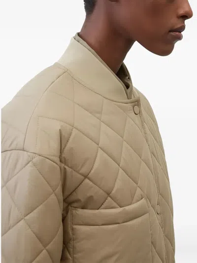 Marc O'polo Quilted Button-up Coat In Brown