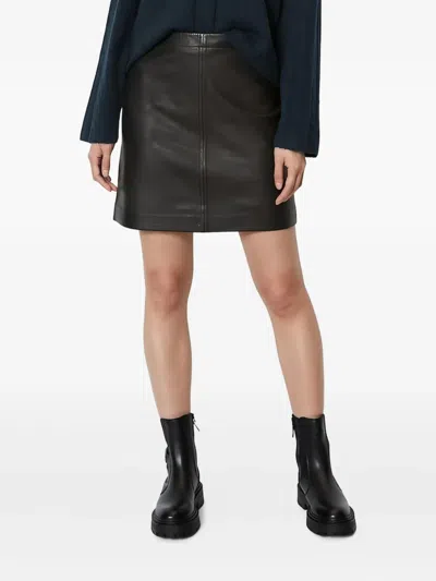 Marc O'polo Leather Mini Skirt In Black