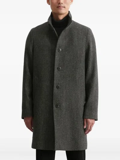 Marc O'polo Herringbone Button-up Coat In Black