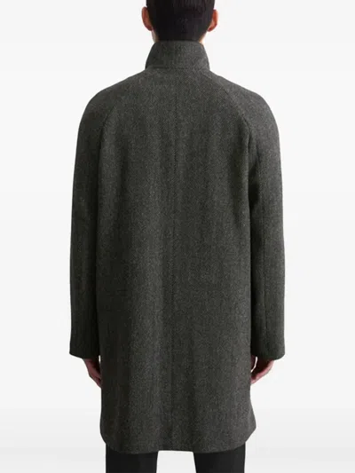 Marc O'polo Herringbone Button-up Coat In Black