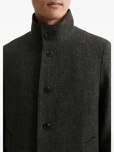 Marc O'polo Herringbone Button-up Coat In Black