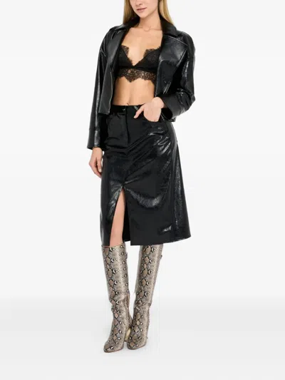 Liu •jo Glossy Five-pocket Skirt In Black