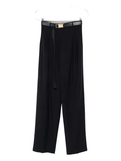 Max Mara High Waist Pleated Trousers With Wide Leg In Black