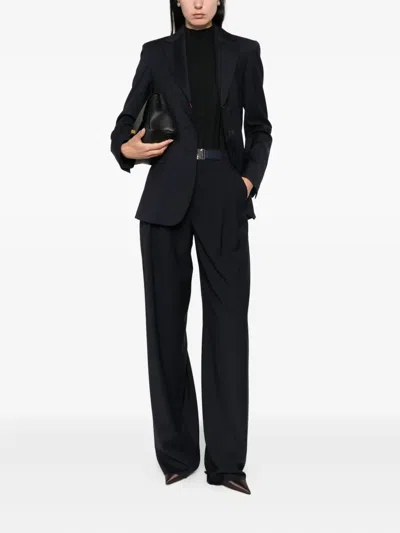 Max Mara High Waist Pleated Trousers With Wide Leg In Black