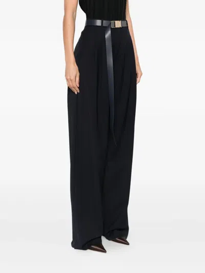 Max Mara High Waist Pleated Trousers With Wide Leg In Black