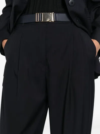 Max Mara High Waist Pleated Trousers With Wide Leg In Black