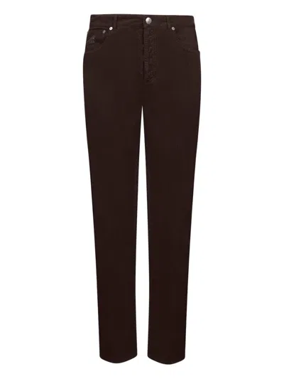 Brunello Cucinelli Men Brown Corduroy Italian Fit Trousers