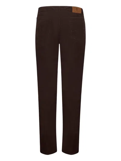 Brunello Cucinelli Men Brown Corduroy Italian Fit Trousers
