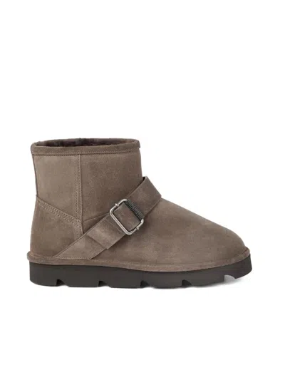 Brunello Cucinelli Shearling-lined Suede Ankle Boots In Brown