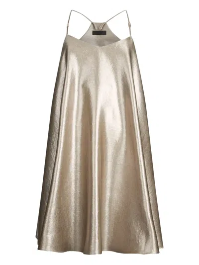 Liu •jo Laminated Crepe Dress In Neutral