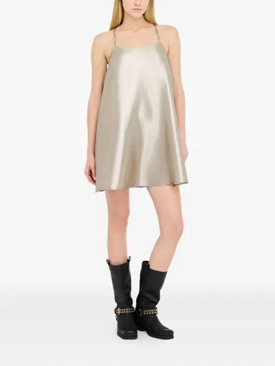 Liu •jo Laminated Crepe Dress In Neutral