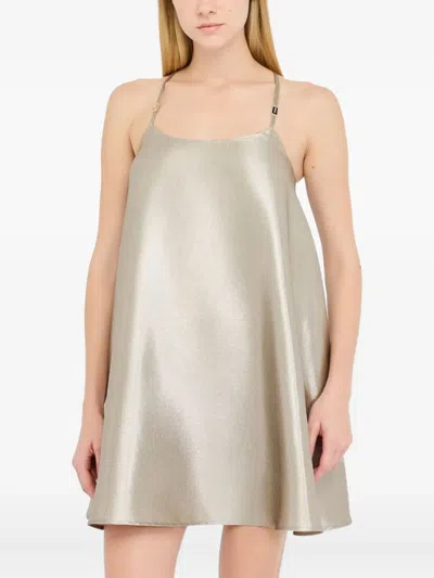 Liu •jo Laminated Crepe Dress In Neutral