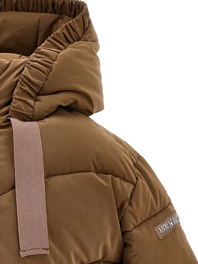 Monnalisa Hooded Puffer Jacket In Brown
