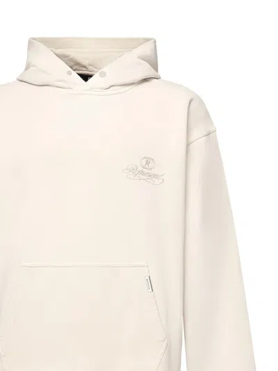 Represent Mens Champagne Grand Vintage Embroidered Cotton-jersey Hoody In White