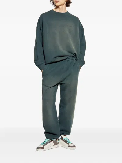 Golden Goose Distressed Faded Black Sweatshirt In Green