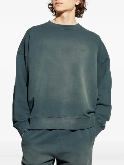 Golden Goose Distressed Faded Black Sweatshirt In Green