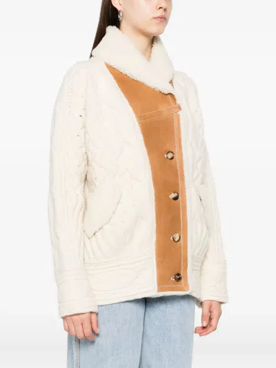 Ermanno Scervino Cable-knit Shearling Jacket In White