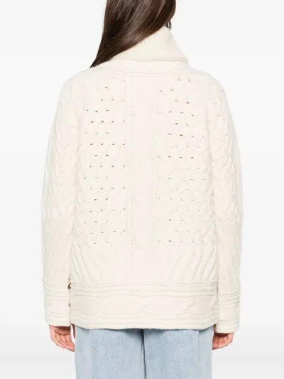 Ermanno Scervino Cable-knit Shearling Jacket In White