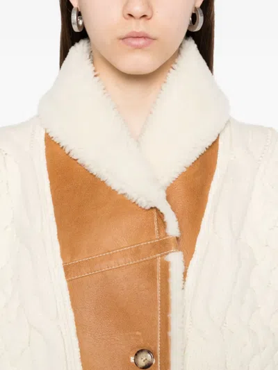 Ermanno Scervino Cable-knit Shearling Jacket In White