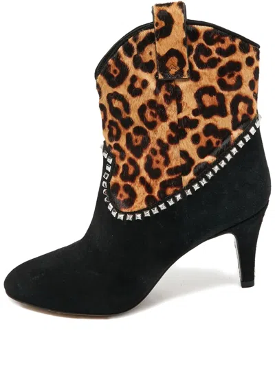 Pre-owned Marc Jacobs Vintage  Leopard-print Studded Boots In Brown