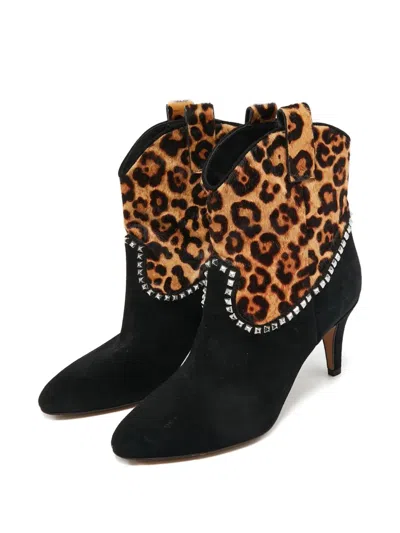 Pre-owned Marc Jacobs Vintage  Leopard-print Studded Boots In Brown