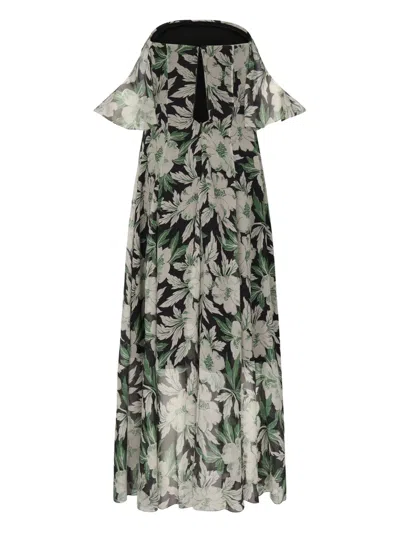 Loewe Off-the-shoulder Floral-print Silk-crepon Midi Dress