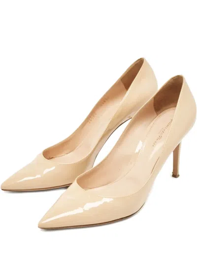 Pre-owned Gianvito Rossi  115mm Patent-finish Leather Pumps In Neutral