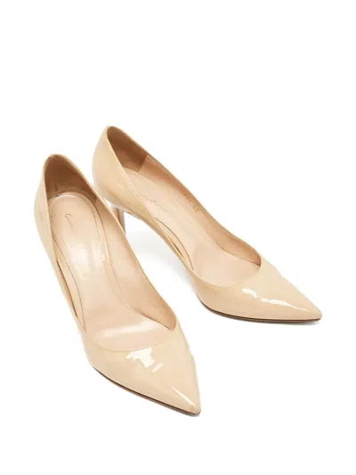 Pre-owned Gianvito Rossi  115mm Patent-finish Leather Pumps In Neutral