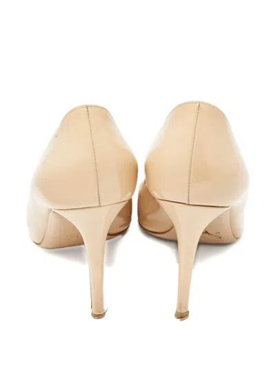 Pre-owned Gianvito Rossi  115mm Patent-finish Leather Pumps In Neutral