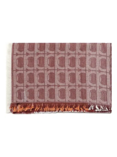 Ferragamo Gancini-pattern Cotton Scarf In Pink