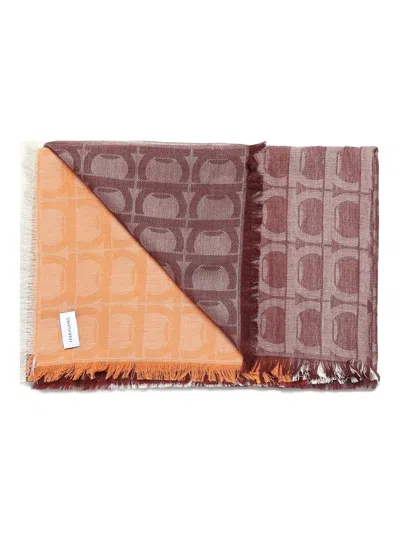 Ferragamo Gancini-pattern Cotton Scarf In Pink