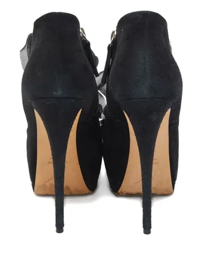 Pre-owned Giuseppe Zanotti Vintage  150mm Ruffled Platform Boots In Black