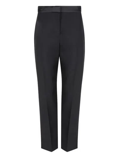 Alexander Mcqueen Satin-waistband Wool Trousers In Black