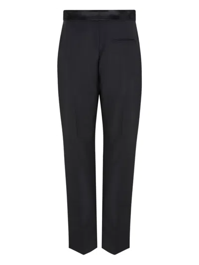 Alexander Mcqueen Satin-waistband Wool Trousers In Black