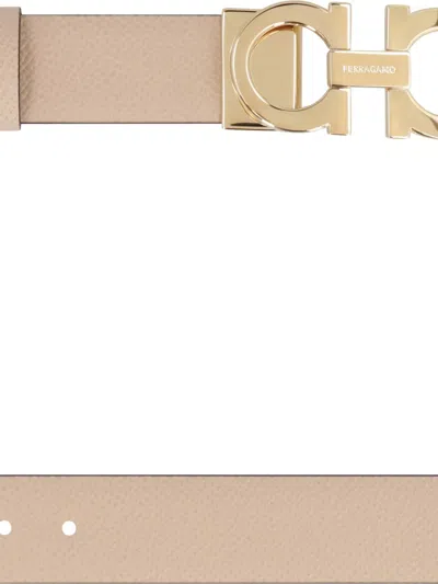 Ferragamo Gancini Reversible Leather Belt In Neutral