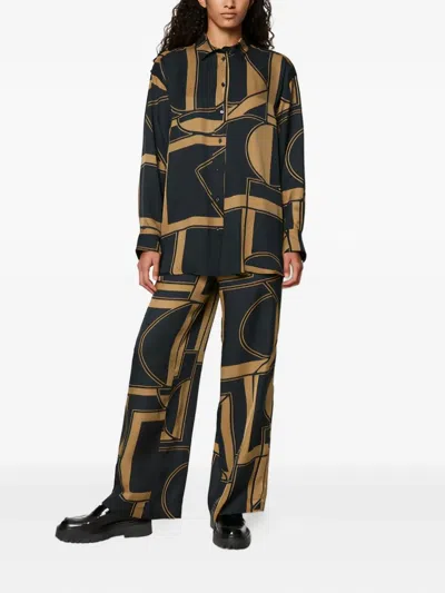Marc O'polo Geometric-print Button-up Shirt In Black