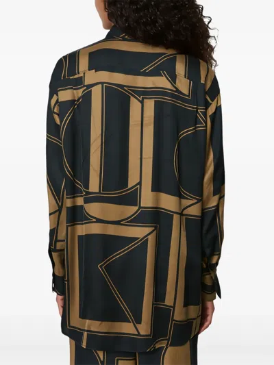 Marc O'polo Geometric-print Button-up Shirt In Black