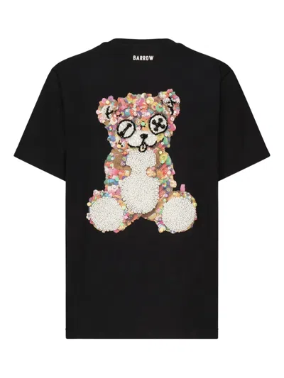 Barrow Orso Graphic Print Crew Neck T-shirt In Black