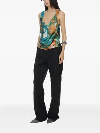 Kiko Kostadinov Silk Blouse With All-over Print.v Neckdraped Panel Construction|100% Silk. Hand Wash|relaxed Fittrue