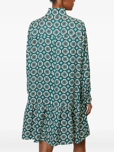 Marc O'polo Geometric-pattern Tiered Dress In Green