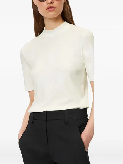 Marc O'polo Mock-neck Short-sleeve Top In White