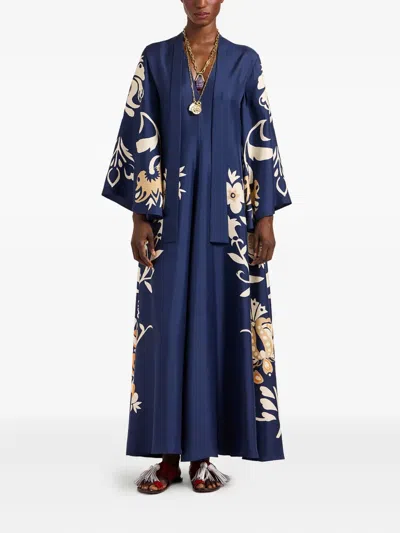 La Doublej Floral-print Bell-sleeve Maxi Dress