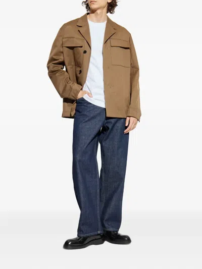 Jil Sander Flap-pocket Cotton Jacket In Brown
