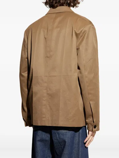 Jil Sander Flap-pocket Cotton Jacket In Brown