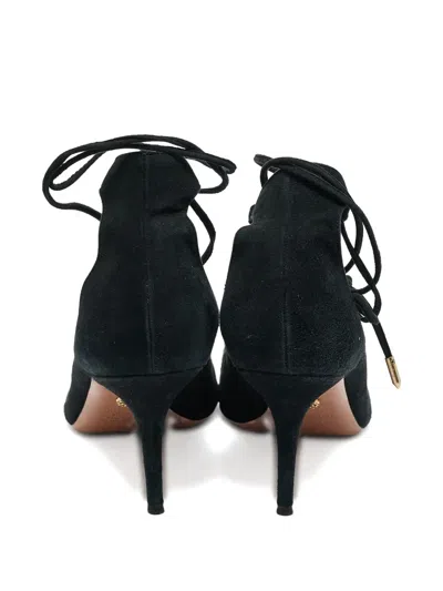Pre-owned Aquazzura  80mm Suede Pumps In Black