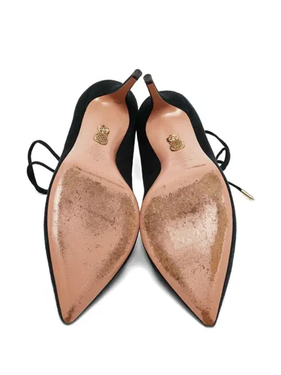 Pre-owned Aquazzura  80mm Suede Pumps In Black
