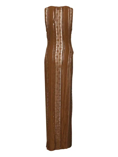 Charo Ruiz Lace-panelled Sleeveless Dress In Brown