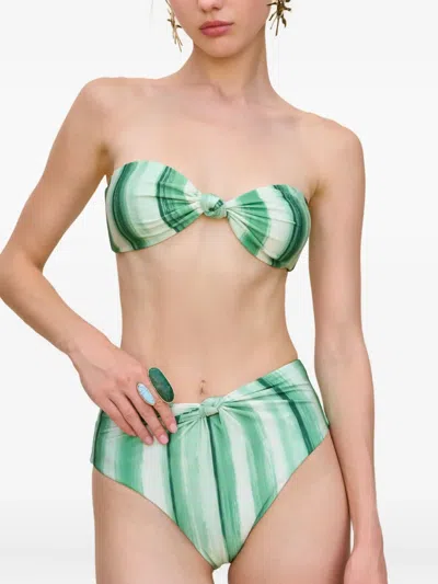 Cult Gaia Oswin Painted-stripe Bikini Top In Green